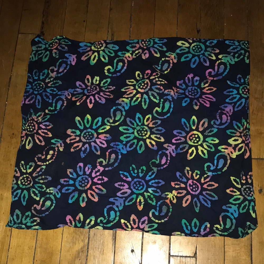 Floral‎ Rainbow Print Black Scarf Wrap